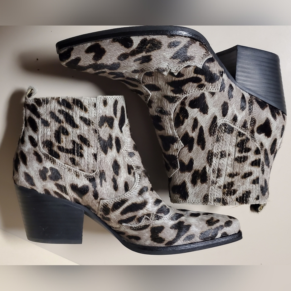 SAM EDELMAN Calf Hair Animal Print Bootie 7.5 Med